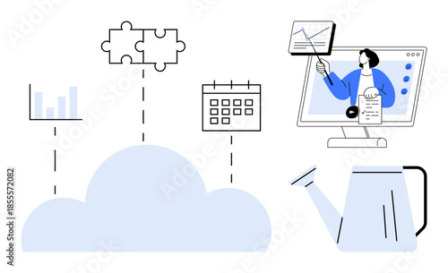 Cloud computing. Cloud data storage and connectivity. Cloud computing for analytics, online collaboration, and efficient workflow. For IT services, digital growth, cloud solutions, remote teams