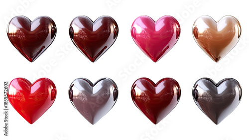 3D heart design glossy romantic love symbol modern digital render smooth shape isolated on white background