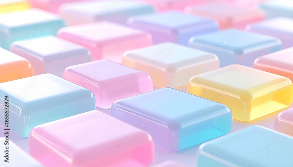 Fototapeta premium グミ風半透明ぷくぷく立体タイル背景