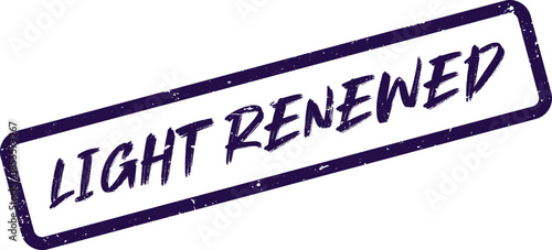 Enlightening Light Renewed Text within a Distressed Indigo Stamp Impression Graphic