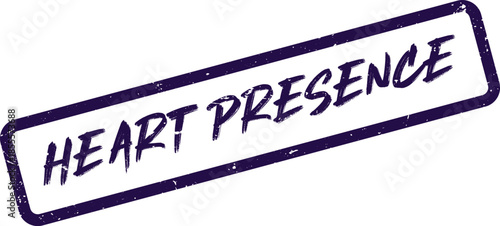 Grungy purple rubber stamp effect conveying the profound essence of heart presence on a clean white surface