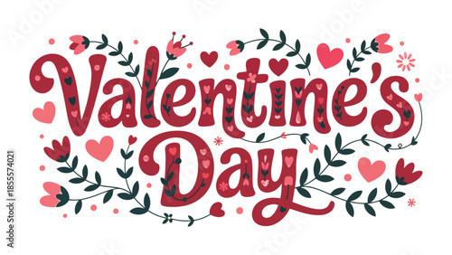 Valentine's Day Decoration: Celebrate the most romantic day of the year with this exquisite artwork featuring the message of love intertwined with heart and floral elements. 