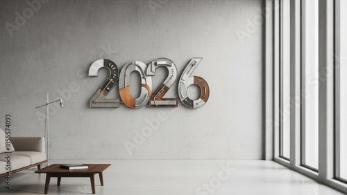 Modern wall decor displaying the year 2026