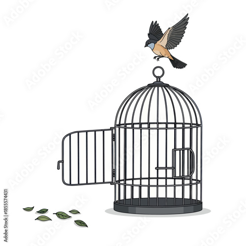 Birds Freedom Escaping the Confines of a Cage.