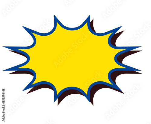 Bright Yellow Starburst Speech Bubble Vector Ink Style Illustration – Empty Graphic Element for Sales, Discounts, Promotions, and Pop Art Designs