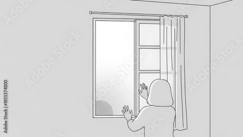 Child looking out of a window