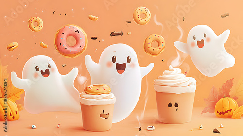 Adorable Halloween-themed background design, ideal for creating playful and festive backdrops or wallpapers.