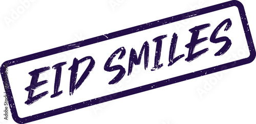 Joyful purple grunge stamp displaying an Eid Smiles message for happy celebrations