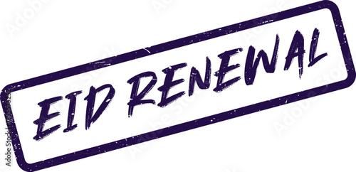 Inspirational purple stamp with a grunge texture displaying the powerful words Eid Renewal for fresh starts