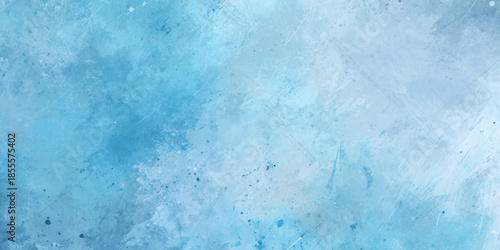 A serene and abstract watercolor wash in pale blues and whites evokes a calming ethereal atmosphere