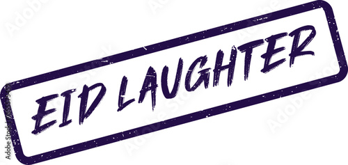 Festive purple grunge stamp displaying the joyful phrase Eid Laughter for holiday greetings and celebrations