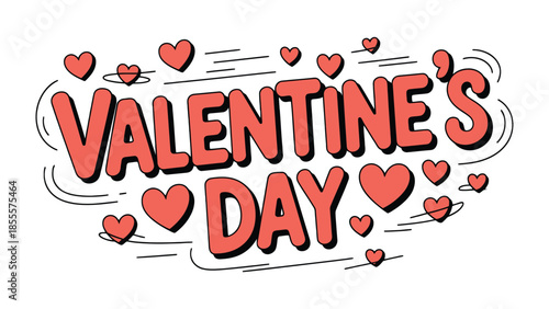 Valentine's Day Message of Love: A heartfelt illustration showcasing the celebration of love. The Valentine's day message features elegant lettering with charming hearts. 