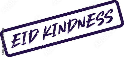 Distressed rectangular stamp featuring the inspiring message Eid Kindness in a purple textured font for celebrations