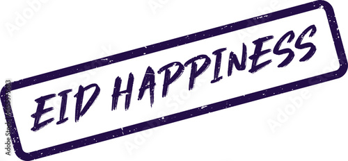 Joyful Eid Happiness message appears on a distressed purple rubber stamp illustration