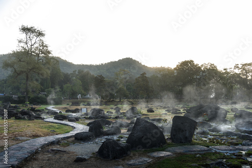 On-sen of Thailand,Fang Hot Spring at National Park in Chiang Mai,Thailand.