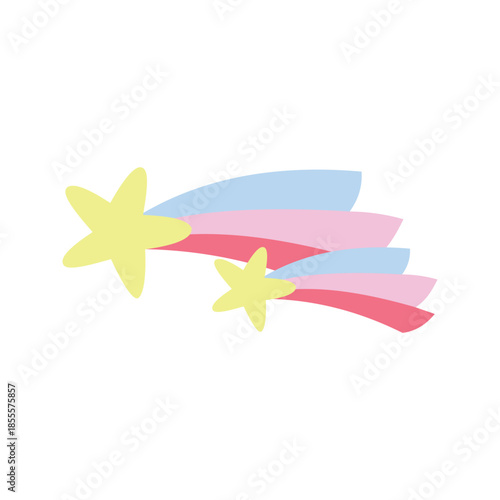 Illustration of Shooting Stars with Colorful Trails