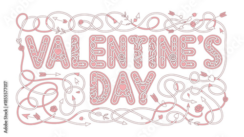 Valentine's Day Design: An artistic Valentine's Day design with hearts, arrows, and elegant typography, perfect for expressing love and affection.
