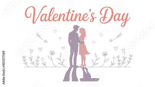 A Day of Affection: An illustration for Valentine's Day showcasing a tender embrace, delicate floral elements, and soft pastel hues, all representing romance, affection and togetherness.