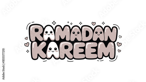 Ramadan Kareem: A festive and heartwarming illustration that conveys the spirit of Ramadan with cute characters. 