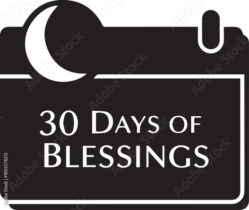 Thirty days of blessings calendar with moon icon
