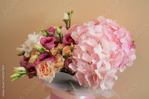 A bouquet of different natural, fresh flowers.