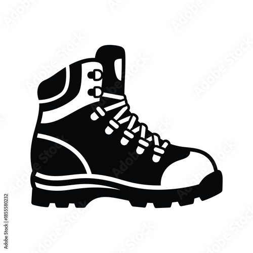 Black and white hiking boot Vector