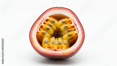 Cross-Sectioned Passion Fruit Close-Up - Fresh Tropical Fruit Interior