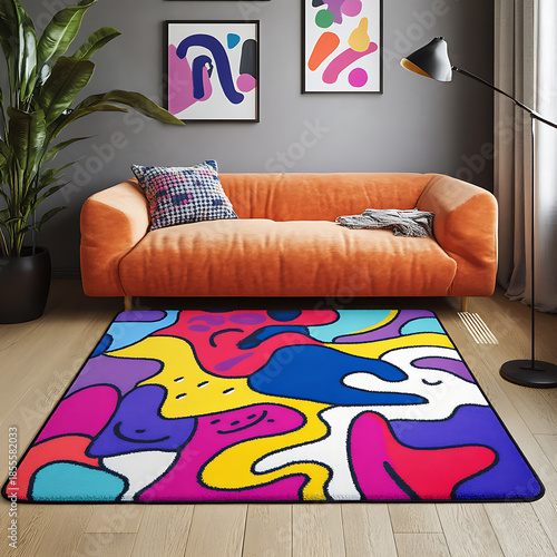 Tile or carpet pattern background with decorative, symmetrical elements. Ideal for wallpaper, textiles, or digital design projects.