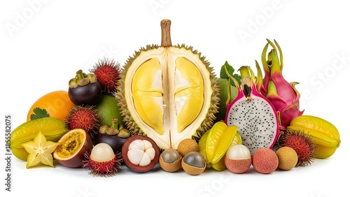 Exotic Tropical Fruits Still Life Arrangement