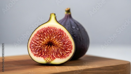 Sliced Fig on Wooden Board Close-Up - Fresh Fruit