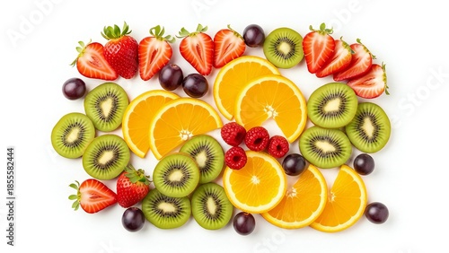 Vibrant Fruit Arrangement with Kiwi, Strawberry, Orange Slices