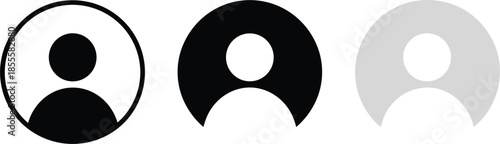User Profile Icons In Black White And Gray On White Background avatar person