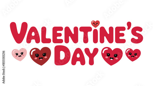 Love's Animated Declaration: A colorful digital artwork spells out Valentine's Day with endearing hearts, portraying warmth, cheer, and animated love.