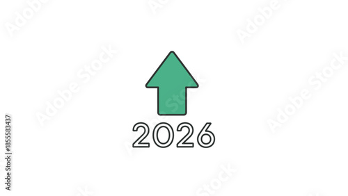 Green arrow pointing upwards with the year 2026 in a simple graphic design on a white background.