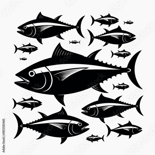 School of tuna swimming together