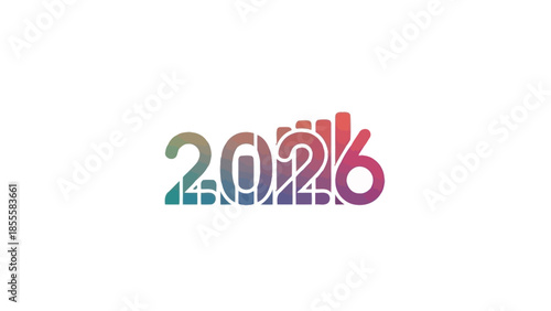Multicolored 2026 text on a white background with a shallow depth of field and vibrant hues.