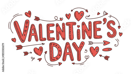 Valentine's Day Greeting Card: A whimsical Valentine's Day greeting, featuring charming illustrations of hearts, arrows, and elegant typography to express love and affection.