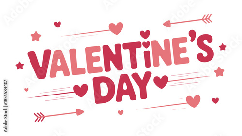 Valentine's Day Icon: A vibrant Valentine's Day graphic, featuring bold typography, charming hearts, and elegant arrows, embodies the spirit of love and affection.