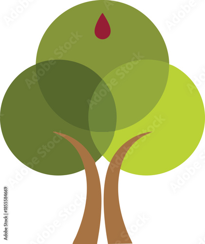 An abstract green tree symbol representing nature, growth, balance, and environmental harmony, suitable for eco, wellness, and sustainability themes