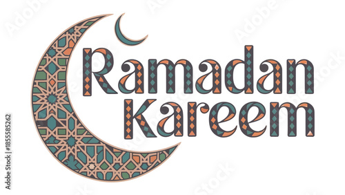 Ramadan Kareem: Embrace the spirit of Ramadan with this elegant design, where the crescent moon gently frames the words Ramadan Kareem, evoking a sense of peace, reflection, and community.