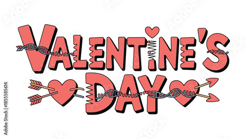 Valentine's Day Icon: A vibrant Valentine's Day graphic featuring stylized text and heart-shaped elements, perfect for conveying messages of love and affection.