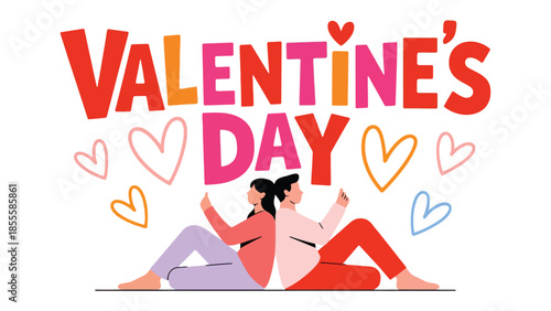 Affection's Embrace: Two figures back to back forming an embodiment of Valentine's day. A celebration of love and affection.