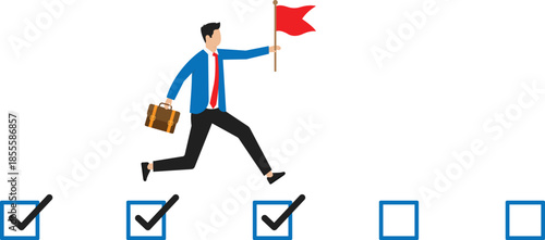 Progression from start to success, development or improvement, progress and win competition, tasks completion to finish project

