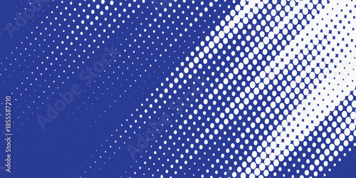 Dots halftone blue and dark blue color pattern gradient grunge texture background. Modern Dots pop art sport style vector illustration.