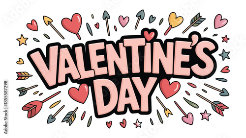 Love's Declaration: A vibrant Valentine's Day design filled with hearts and arrows, perfect for expressing affection and celebrating romance.