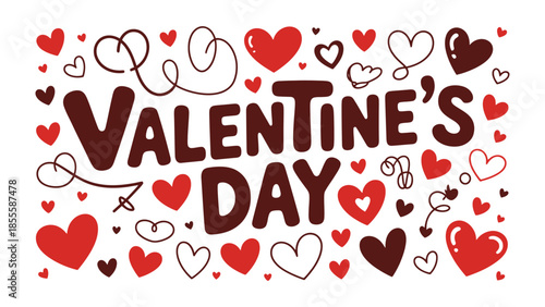 Valentine's Day Greeting: An endearing Valentine's Day greeting in vibrant colors, decorated with artistic hearts and heartfelt sentiments, perfect for expressing love and affection.