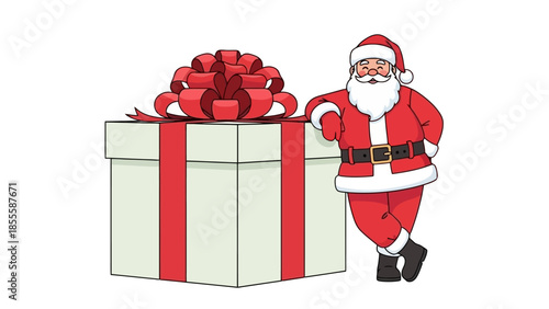 Santa Claus with a Gift Box A Festive Illustration for the Holiday Season and Christmas Cheer