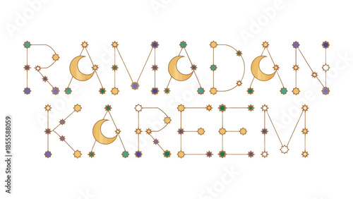 Ramadan Kareem: A delicate and artistic illustration of Ramadan Kareem with a crescent moon to add a touch of reverence and beauty.