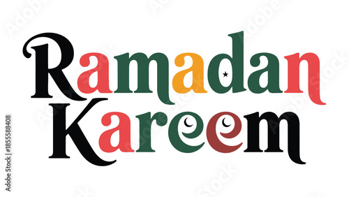 Ramadan Kareem: A festive and vibrant graphic design presents a cheerful Ramadan Kareem message. This image captures the essence of the holy month.