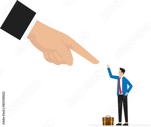 Fear of failure, loser afraid of business mistake, anxiety or stressed from work pressure, scared or challenge concept
